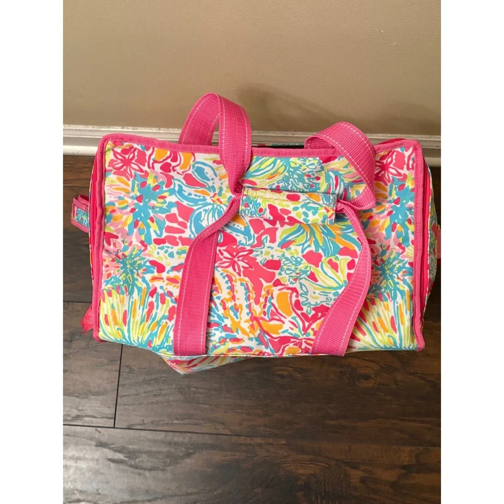 Lilly Pulitzer Insulated Cooler Bag Floral Pink Blue Yellow Beach Picnic Tote